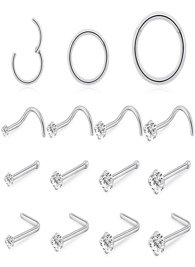 intera Stainless Steel 20G 18G Nose Rings Hoop and Nose Studs Sets Piercings Jewelry for Women and Men Hinged Clicker Segment Nose Rings Hoop Helix Cartilage Daith Tragus Sleeper Earrings - Image 1